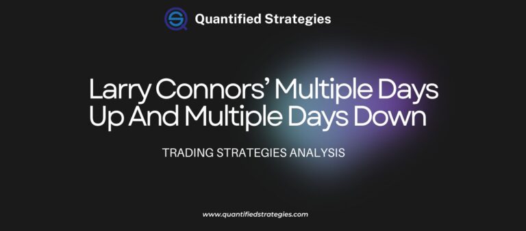 Larry Connors’ Multiple Days Up and Multiple Days Down Trading Strategies Analysis title card by Quantified Strategies.