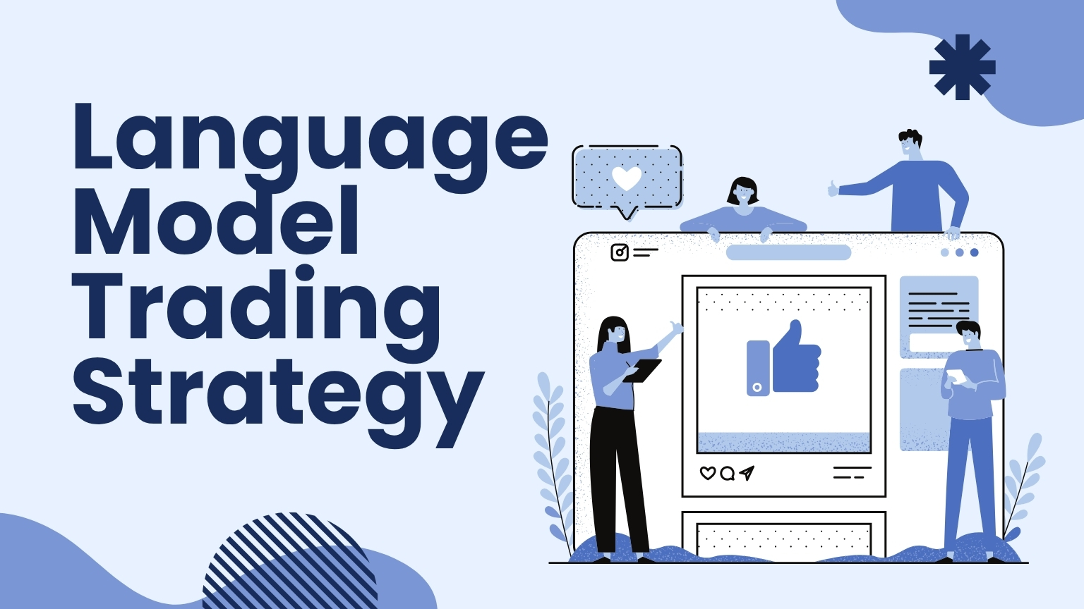 A professional article banner titled "Language Model Trading Strategy."