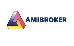 The official logo of AmiBroker, a professional technical analysis and trading system development software, featuring a multi-colored triangle icon next to the brand name.