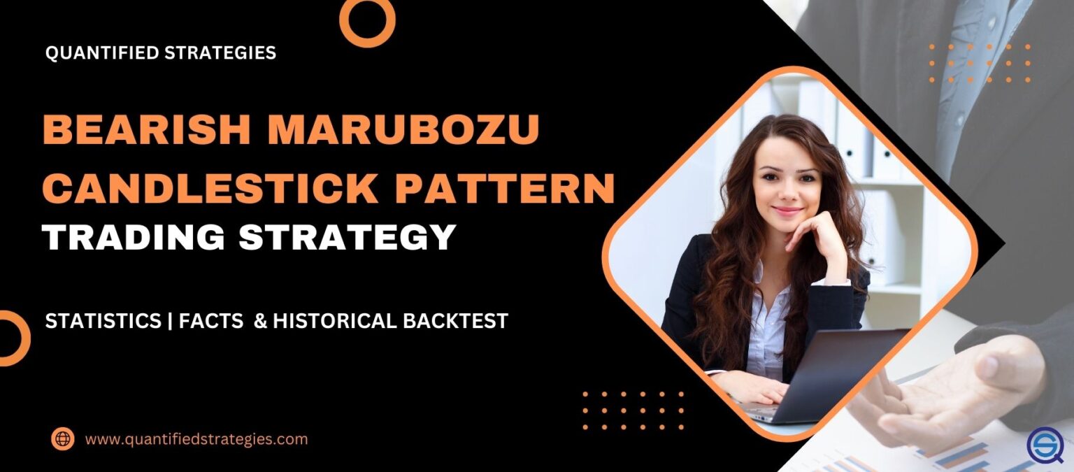 An educational infographic detailing the Bearish Marubozu trading strategy. The guide is organized into five numbered sections