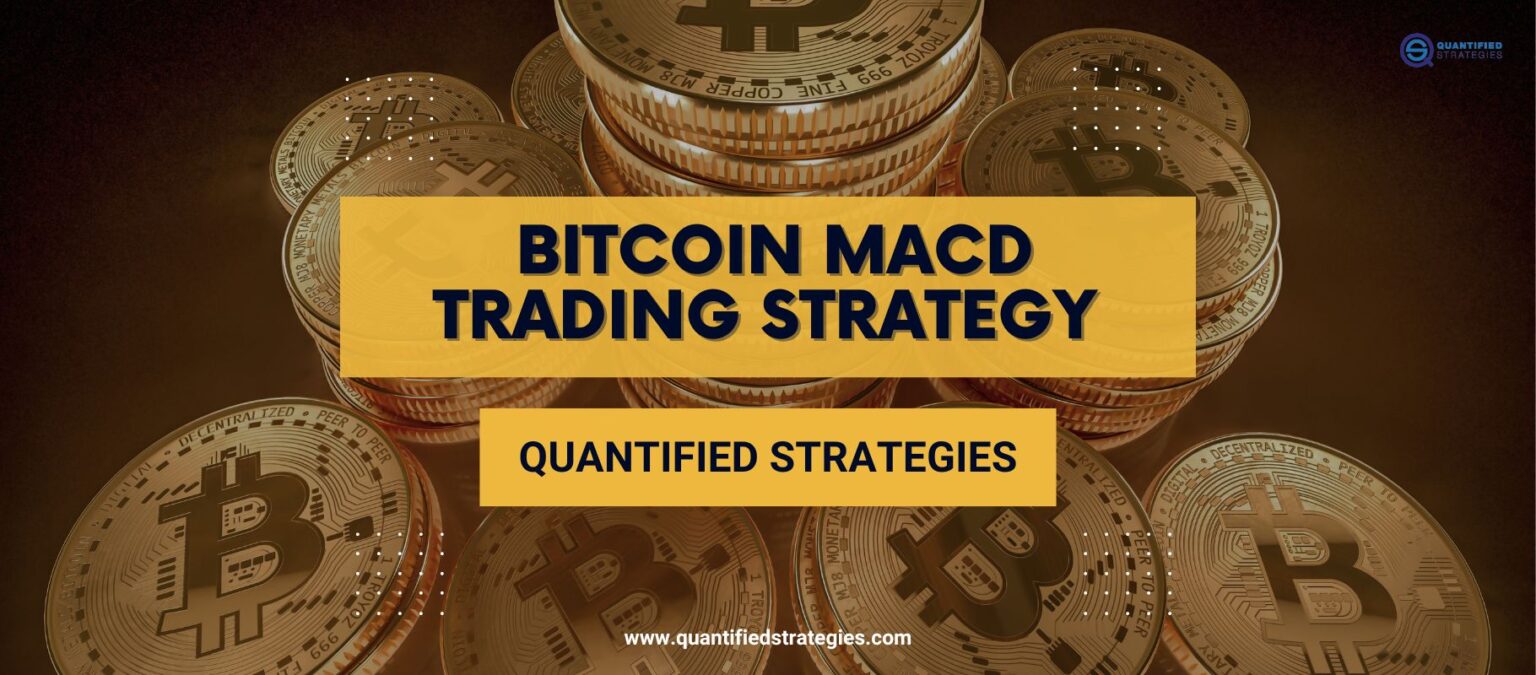 A comprehensive performance table for the Bitcoin MACD trading strategy (2015–2024), showing a 77.24% CAGR, 141.88% risk-adjusted return, and comparison against a Buy and Hold strategy.
