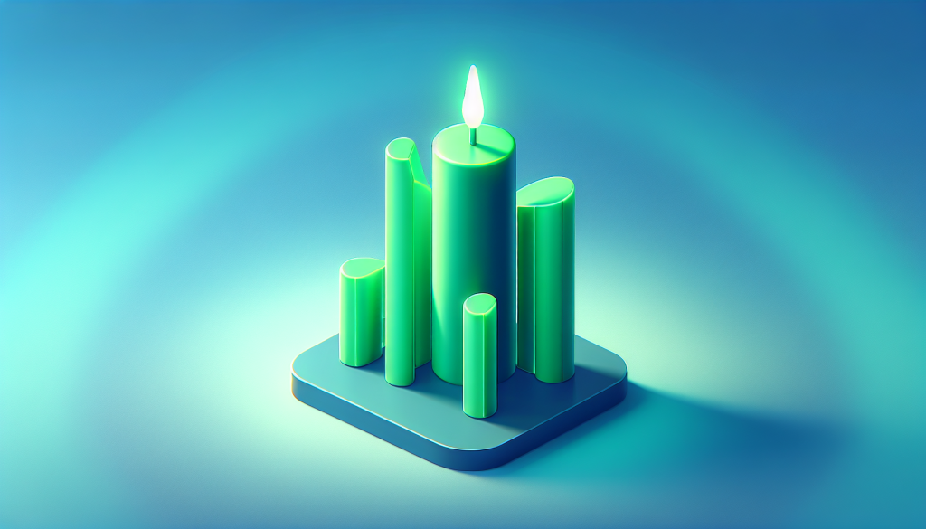 A technical stock price chart illustrating a Bullish Marubozu pattern. The chart shows a strong upward price movement where a long-bodied green candle, with no upper or lower wicks, breaks out from a consolidation period, signaling high conviction among buyers.