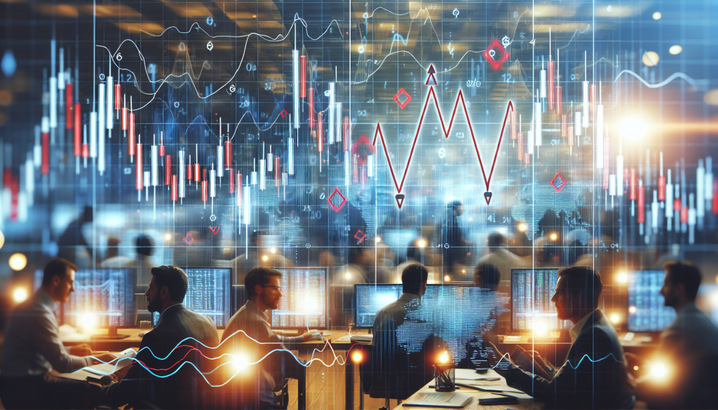 A high-tech trading room filled with professional analysts monitoring multiple digital screens displaying complex financial charts and a prominent Bearish Tri-Star Doji signal visualization.
