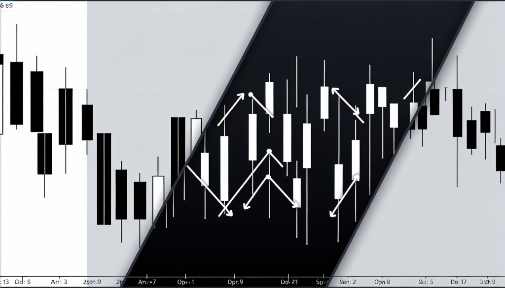 A conceptual digital illustration of a large grizzly bear sitting in a vast landscape, holding a glowing candlestick chart that displays the Bearish Side-by-Side White Lines pattern against a moody, overcast sky.