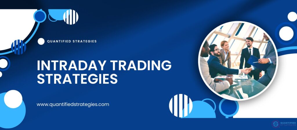A bright yellow and blue banner titled "Trade with Daily Bars" featuring a "Strategies and Backtesting" sub-heading.