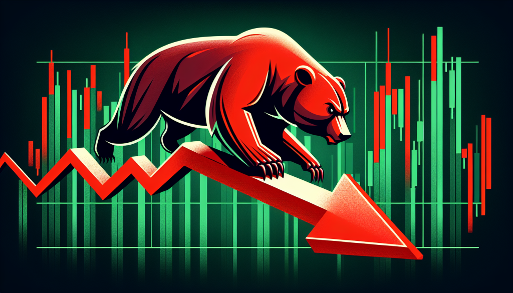 A comparison chart showing different types of candlestick patterns alongside a Bearish Thrusting example, including Doji, Hammer, and Engulfing patterns on a digital trading interface.