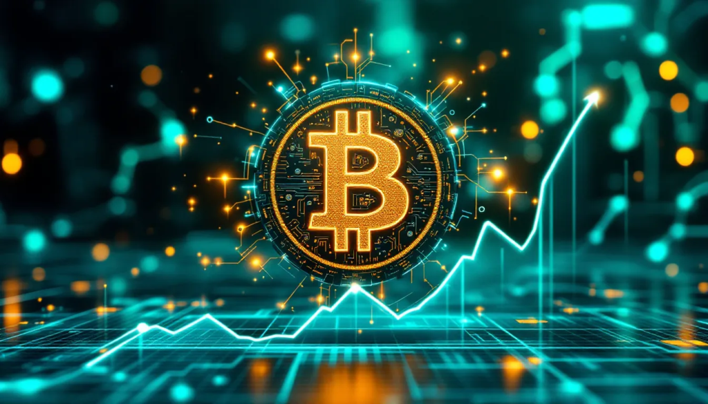 A person interacting with a high-tech financial dashboard displaying the BlackRock iShares Bitcoin Trust (IBIT) ticker, real-time market charts, and asset allocation data across mobile and desktop devices.