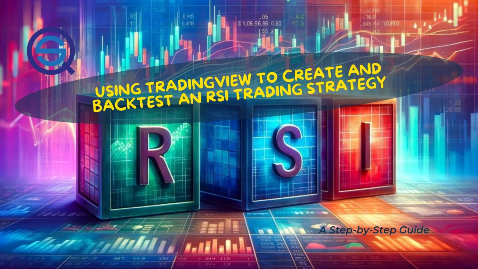 A vibrant digital graphic featuring glowing 3D cubes labeled "R," "S," and "I" set against a backdrop of financial candlestick charts and data streams.