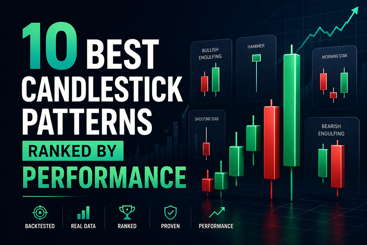 10 best candlestick patterns ranked by performance with backtested trading data visualization