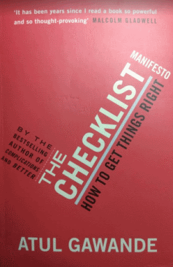 The book cover of "The Checklist Manifesto: How to Get Things Right" by Atul Gawande.
