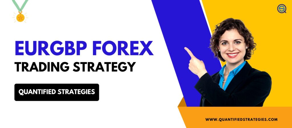 A promotional banner featuring a smiling woman in a business suit pointing toward the title text, with a "Quantified Strategies" badge and a gold medal icon on a clean white, blue, and yellow background.
