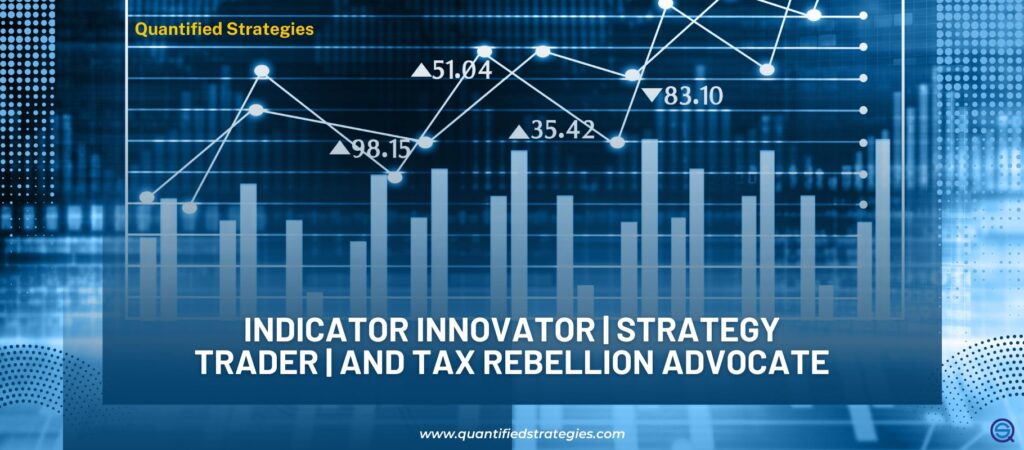 Larry Williams – Indicator Innovator, Strategy Trader, and Tax Rebellion Advocate, professional trading desk setup, technical analysis software, financial market charts, Quantified Strategies.