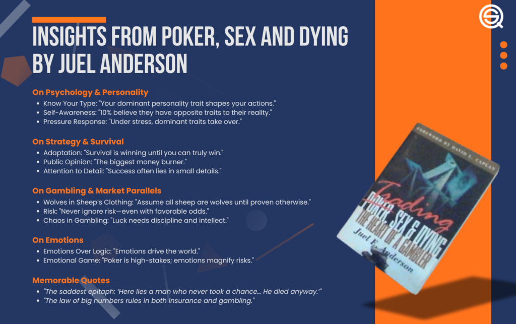 The book cover of "Poker, Sex & Dying: The Heart of a Gambler" by Juel E. Anderson.