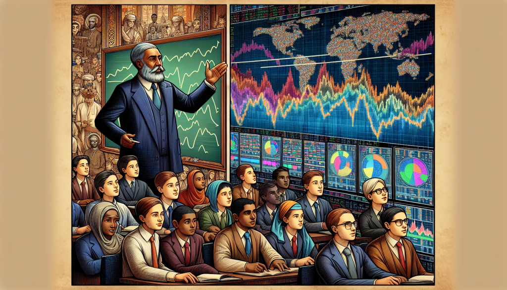 A vibrant, split-pane illustration titled "The Turtles' Mentor – Richard Dennis."