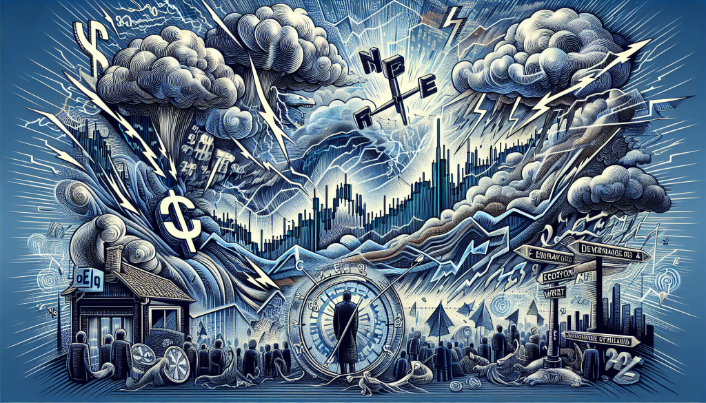 A detailed blue and white stylized illustration representing the volatility of the British Pound and Swiss Franc.
