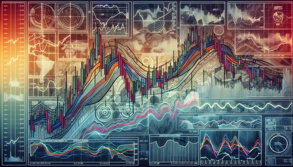 An intricate, artistic rendering of a digital trading dashboard.