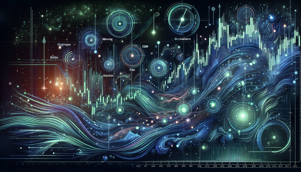 A cosmic, abstract digital art piece representing algorithmic trading.