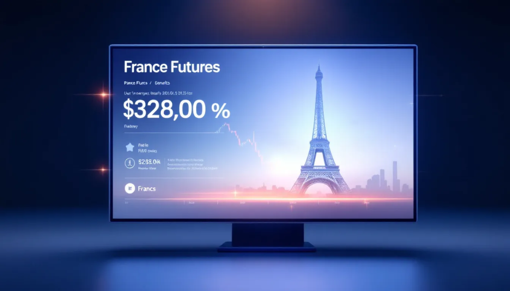 Benefits of Trading France Futures, displays financial data against a Parisian backdrop.