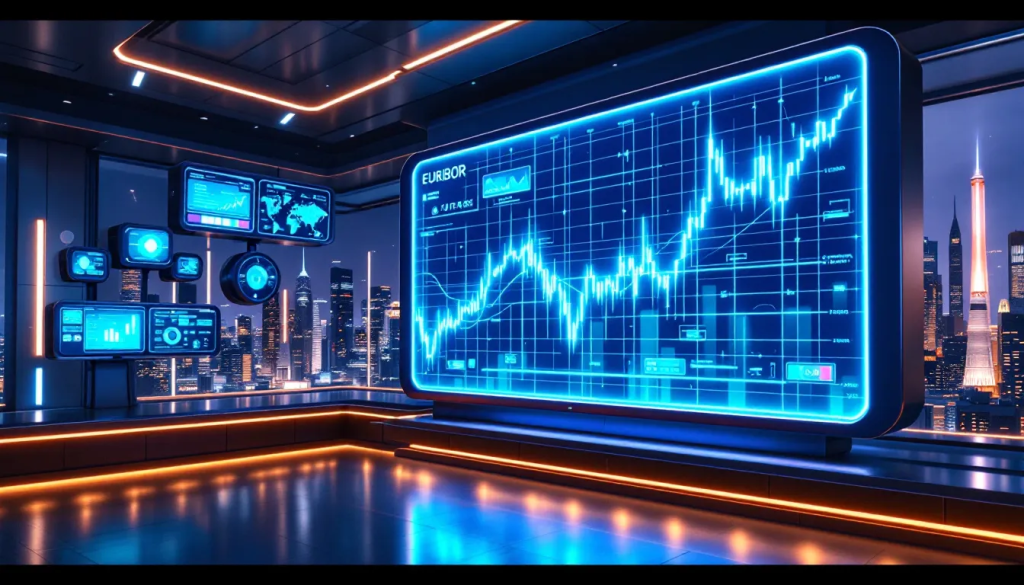 EURIBOR Futures, displays digital screens showing complex financial market data and trends.
