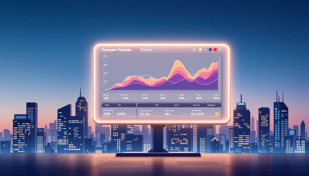 Euroyen Futures, displays a digital dashboard with essential financial market data trends.