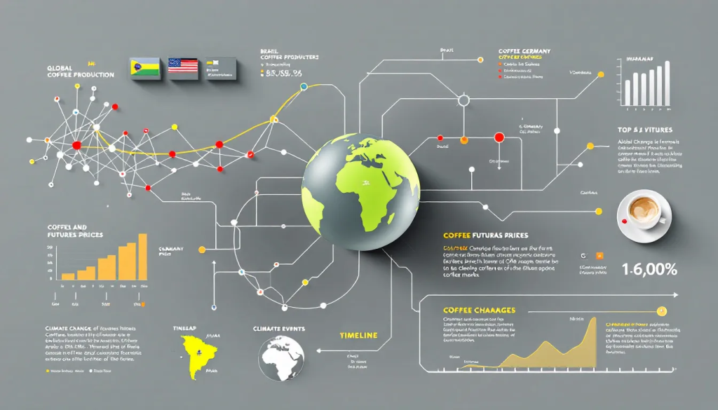 This infographic illustrates the primary Factors Influencing Coffee Futures Prices in global trading markets.