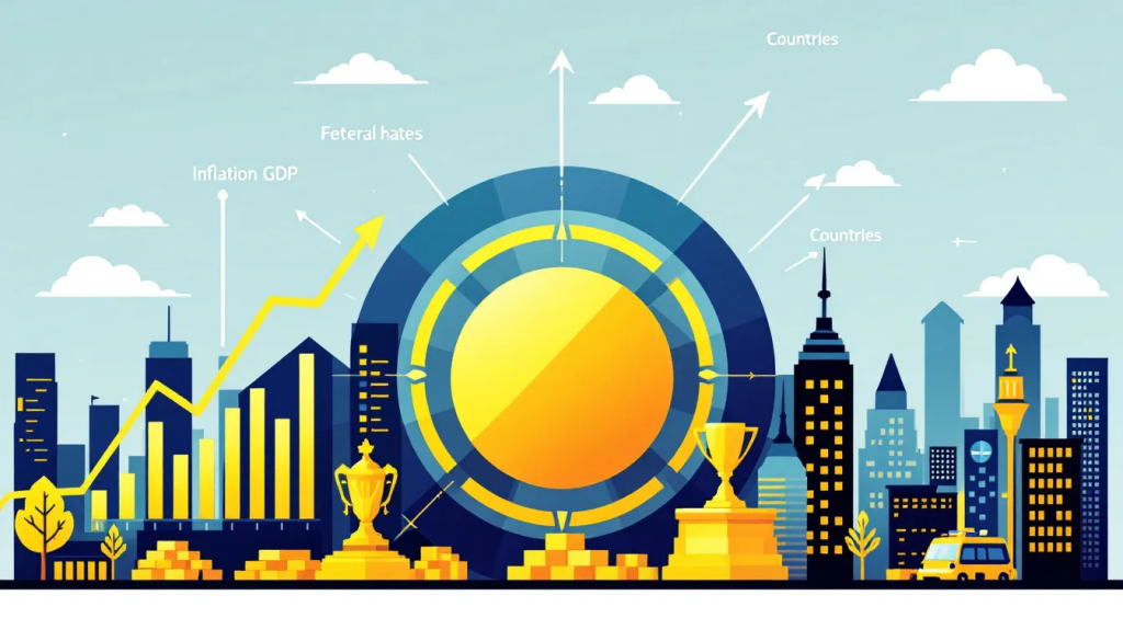An illustration titled Factors Influencing Gold Prices displays economic elements impacting global gold markets.