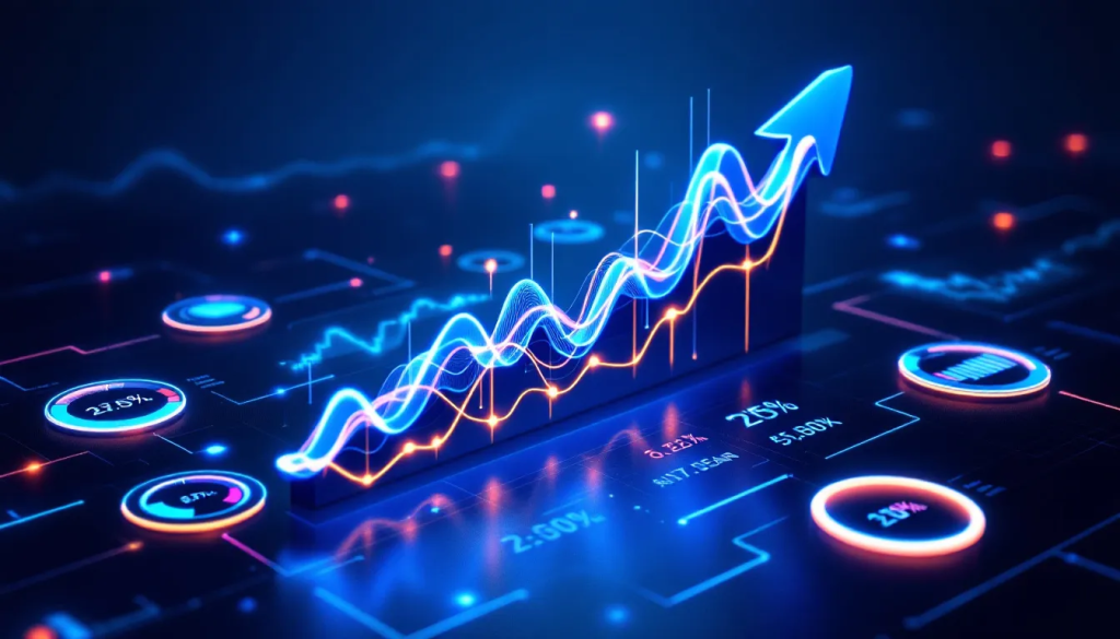 This graphic, Investing in Nikkei 225 via ETFs, depicts a glowing financial growth chart.