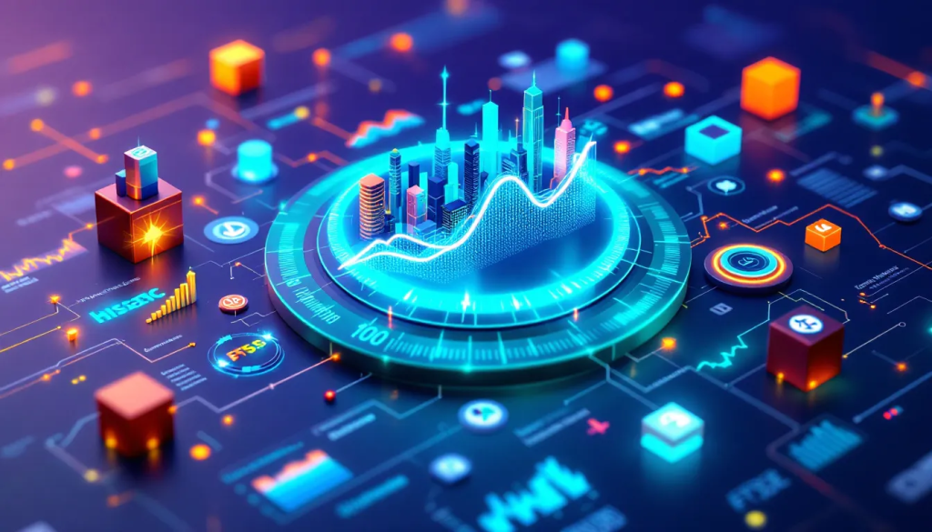 Key Components of the FTSE 100, visualizes complex financial market data structures.