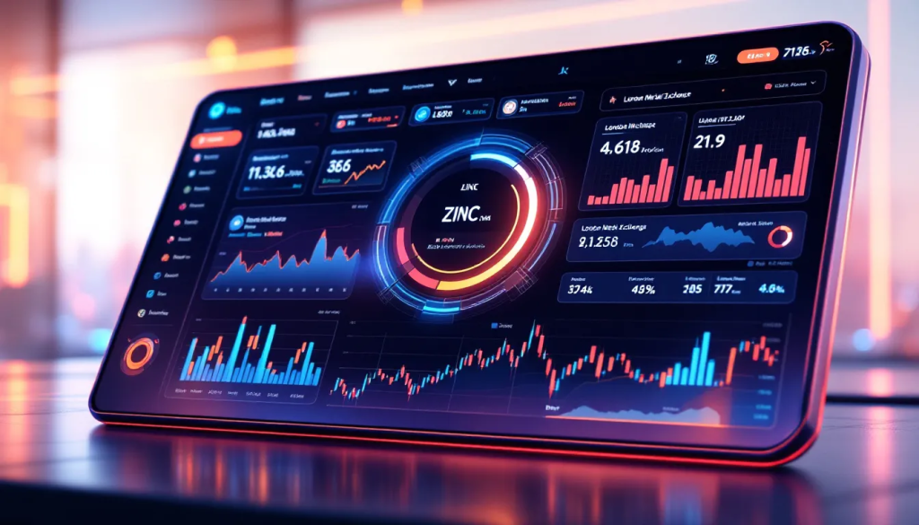 Key Zinc Markets, displays a digital tablet showing complex financial trading charts.
