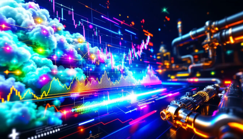 Market Dynamics Influencing Natural Gas Prices, shows energy infrastructure and market charts.