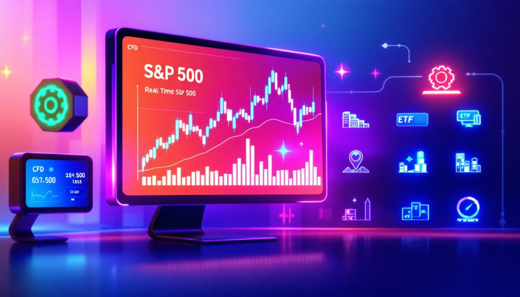 Methods to Trade the S&P 500, displays digital financial market trading charts.