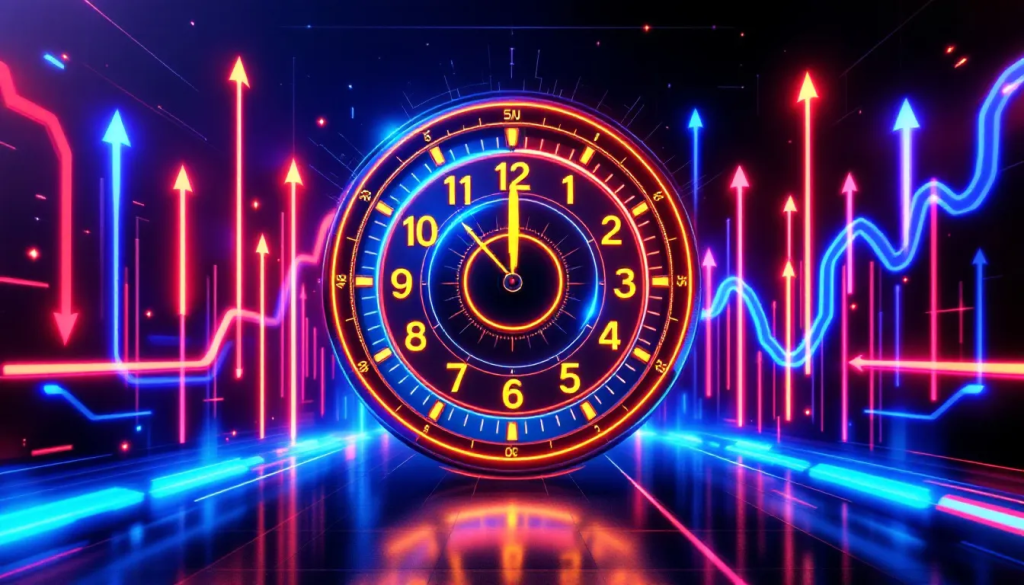 Optimal Trading Times for Gold Futures, displays a clock with market trends.