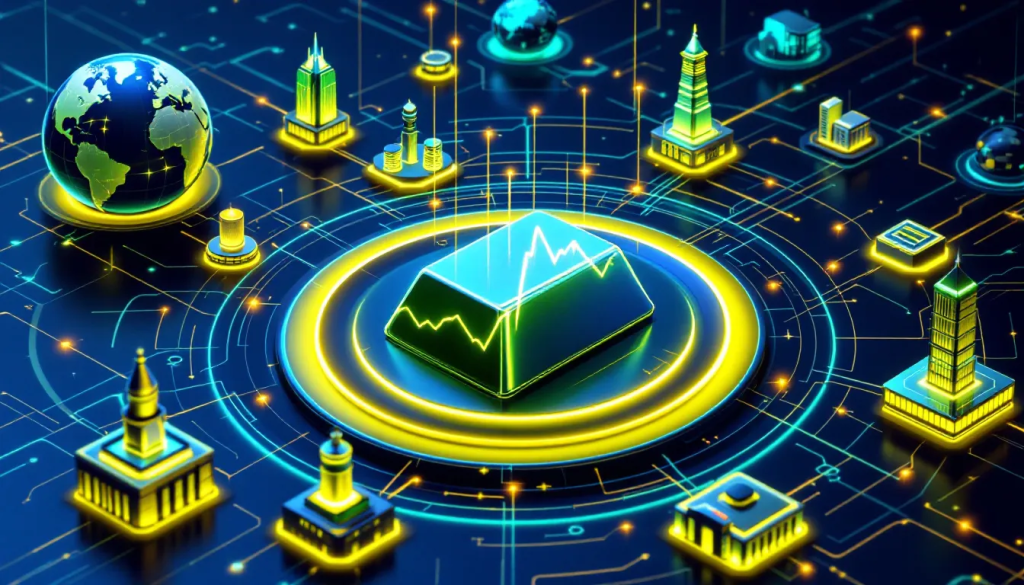 Palladium Trading, shows a glowing metal bar within a digital financial network.