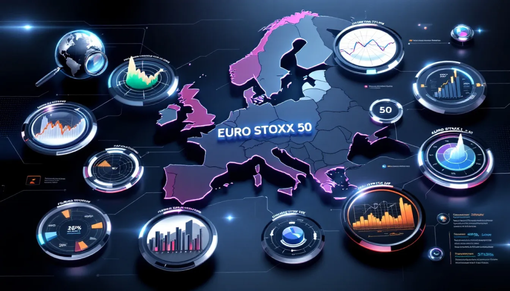 Popular EURO STOXX 50 Trading Strategies, displays digital market analysis tools.