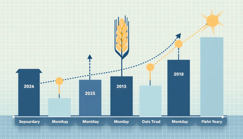 Seasonality and Trends in Oats Trading, shows a chart of historical growth.