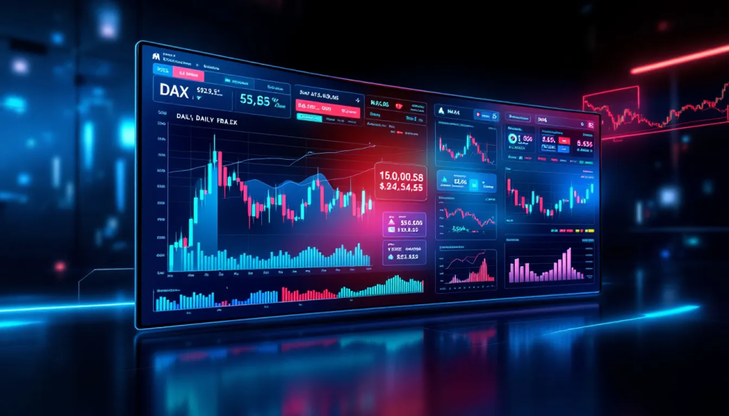 This graphic titled Technical Analysis Tools for DAX Trading highlights essential market monitoring data points.