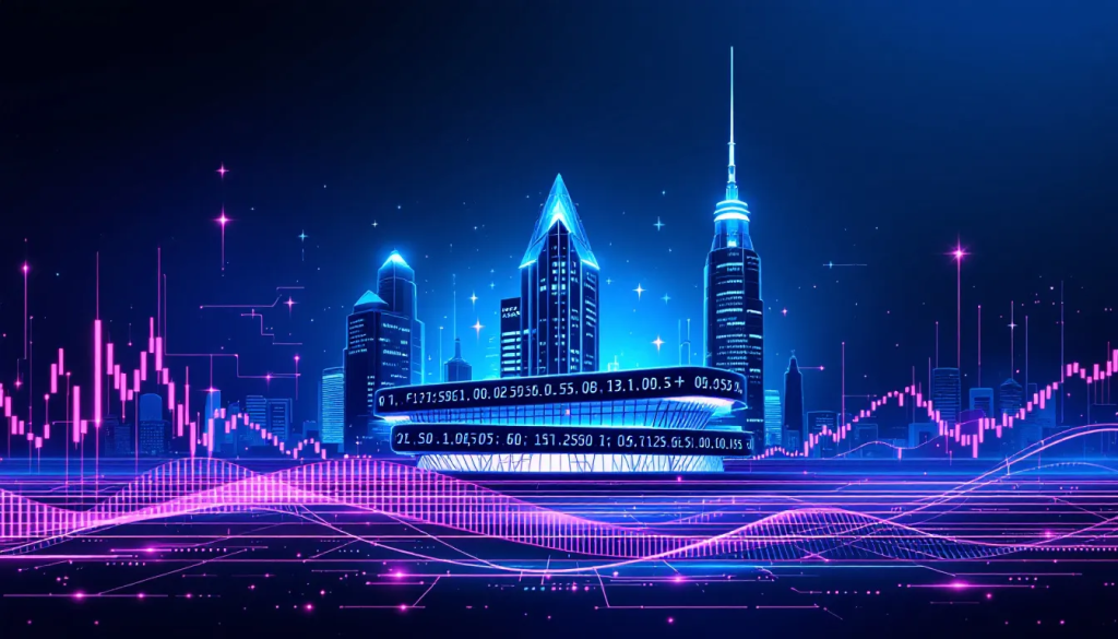 The Role of the Frankfurt Stock Exchange, shows digital financial market data.