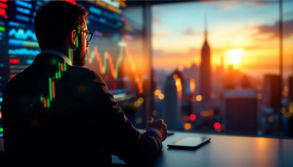 Trade the Nikkei 225, shows a professional trader analyzing global market charts.