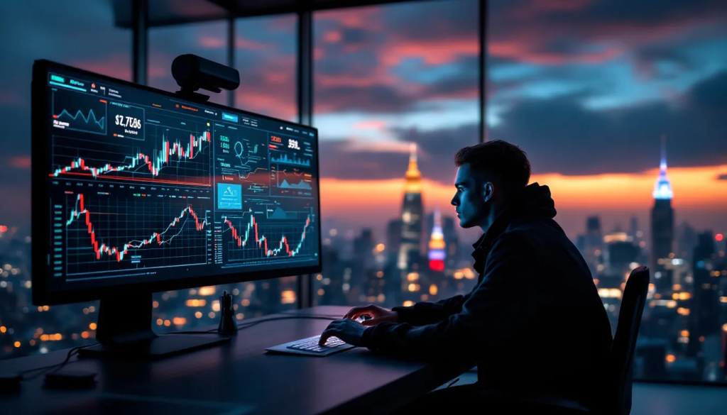 Trading Strategies for SONIA Futures, shows a trader monitoring complex market data.