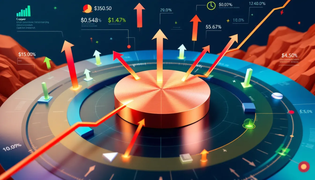Understanding Copper Futures, displays digital data visualizations for tracking global market trends.