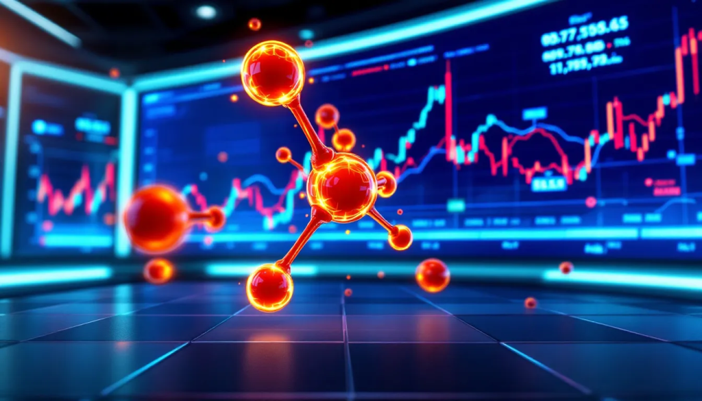 Understanding Natural Gas Futures, shows a molecular structure over financial market charts.
