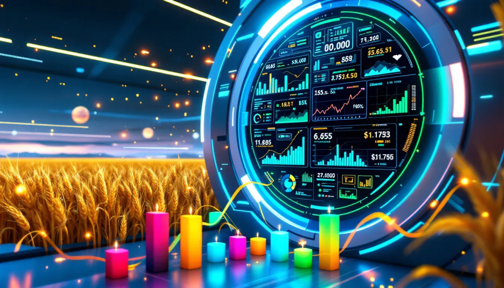Wheat Futures, displays advanced digital charts analyzing global agricultural market data trends.