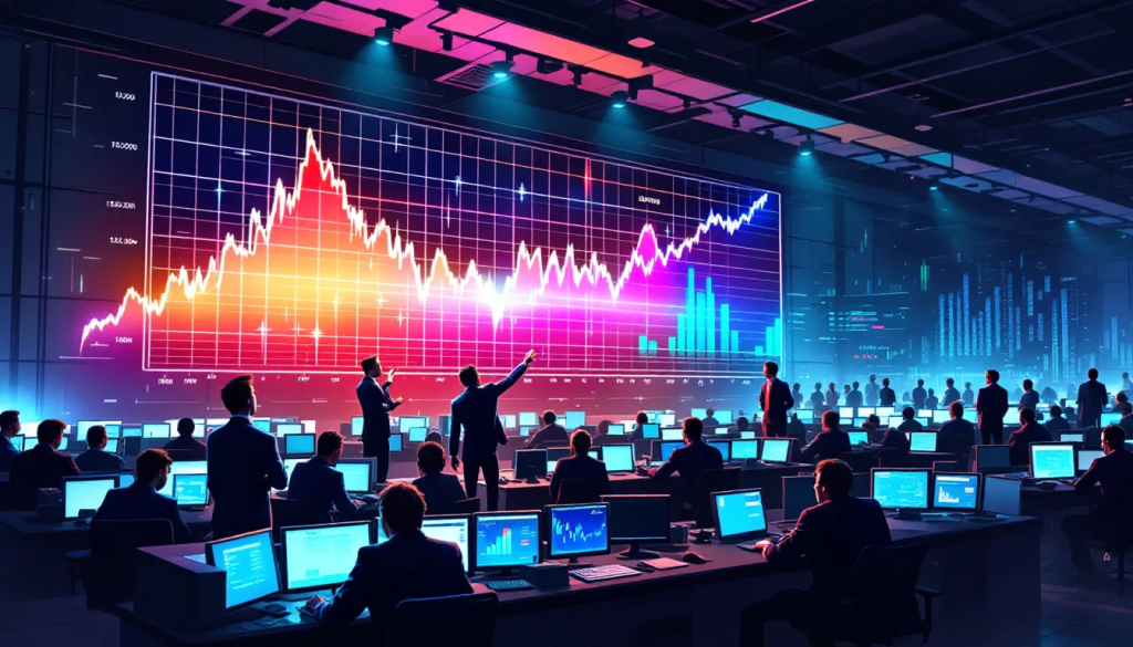 The Analyzing Market Trends for Lean Hogs image shows professionals reviewing large financial charts.
