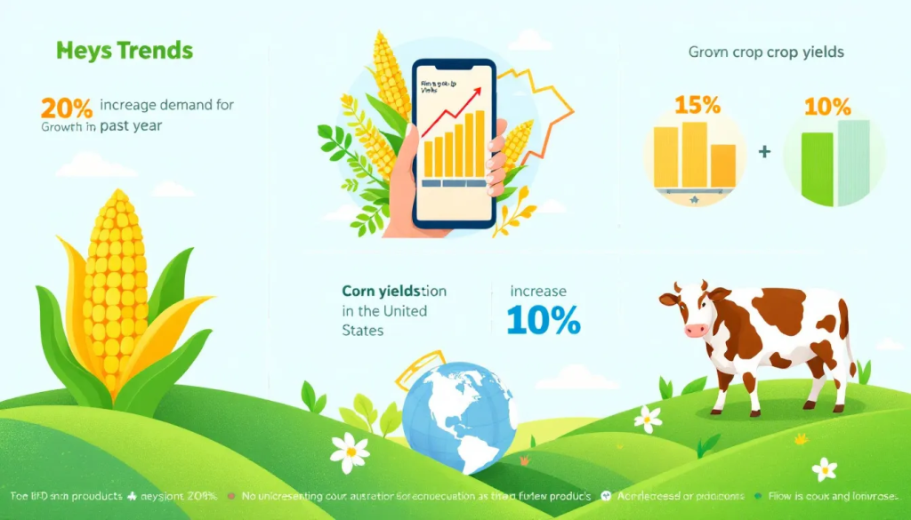 The infographic Benefits of Trading Agricultural Futures illustrates growth trends in essential global crop yields.
