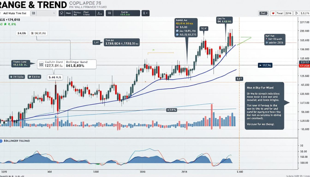 A financial chart shows methods for combining range and trend trading in futures markets.