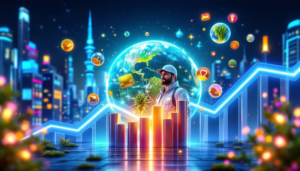 Contact an Agricultural Futures Expert, shows a trader analyzing global commodity trends.