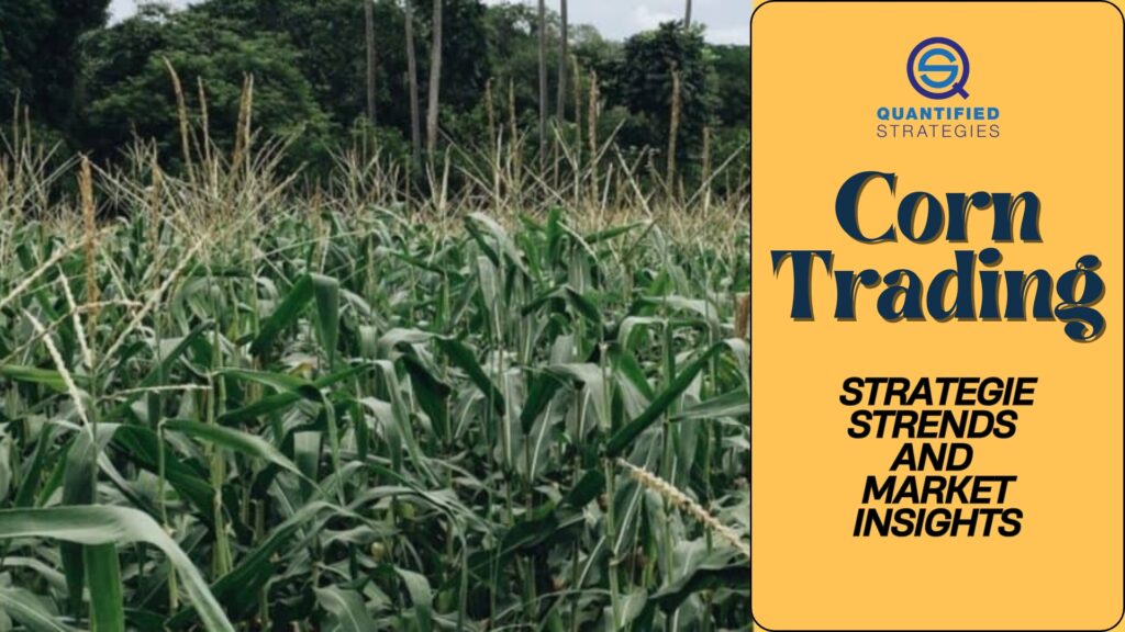 A lush green corn field is featured alongside the title for Corn Trading insights.