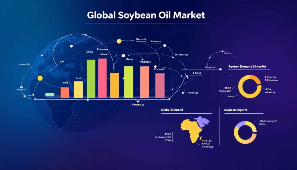 This data visualization shows domestic and international demand trends for global soybean oil markets.