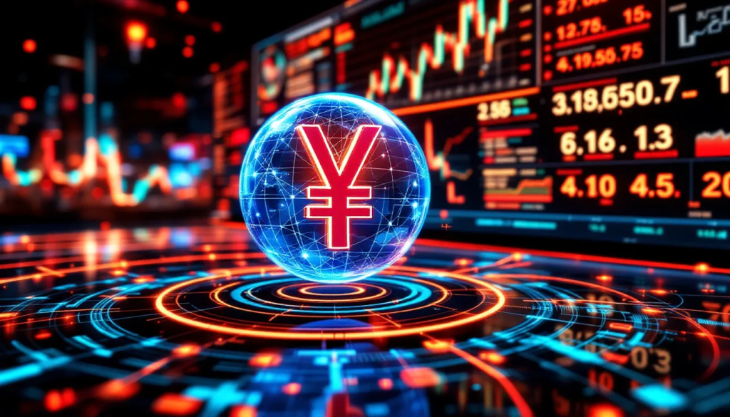 Economic Factors Influencing Chinese Yuan Futures, shows global financial market data screens.