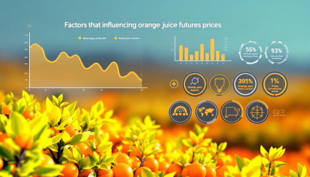Factors Influencing Orange Juice Futures Prices, displays charts analyzing agricultural market trends.